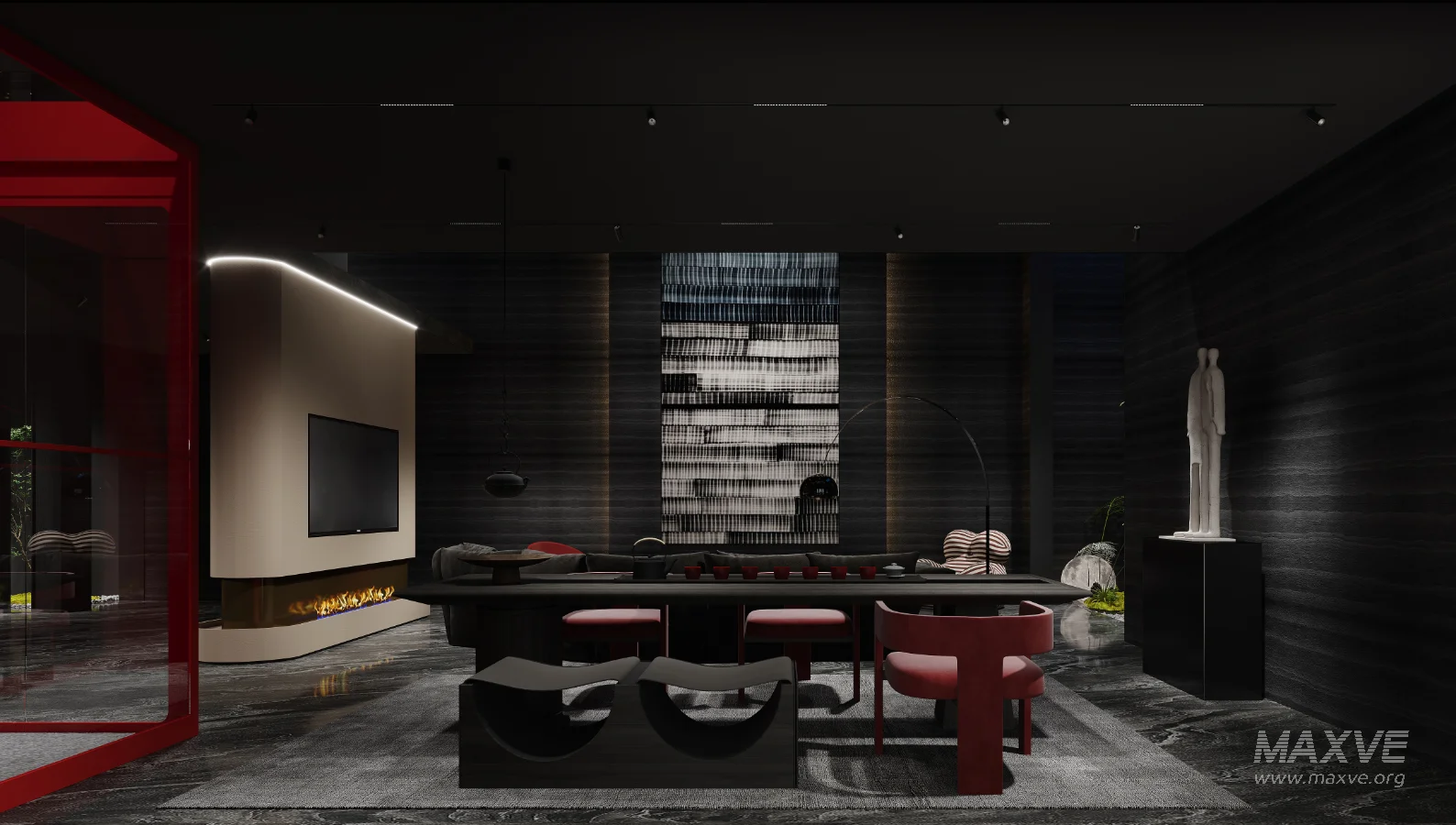 Modern villa living room and dining room interior - Image 5