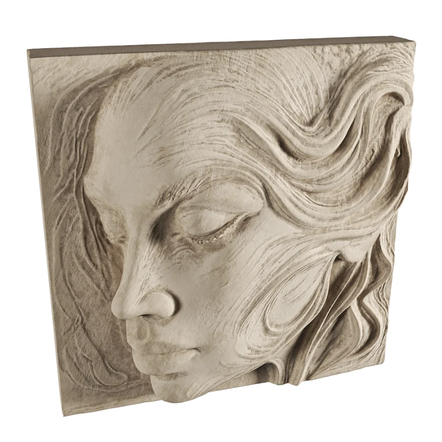 Artistic Female Portrait Relief Wall Art - Image 2
