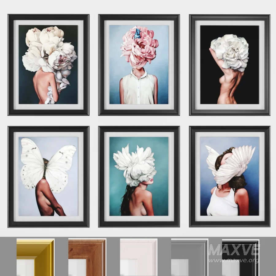 D145 27 Art Frames Flower Head And Feather Head - Image 6