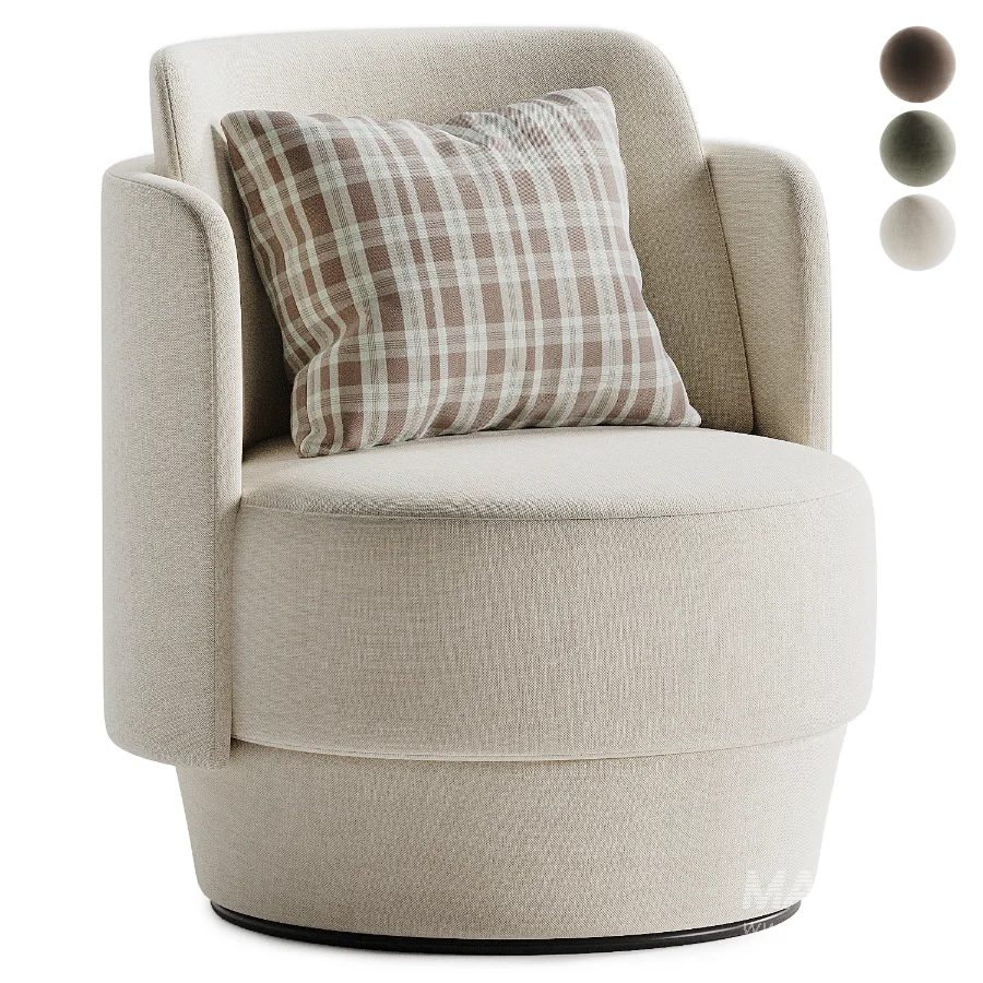 Baltimore beige ribbed velour swivel chair - Image 1