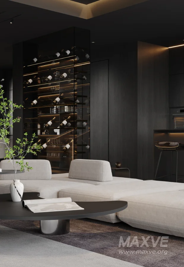 Modern living room and dining room interior scene - Image 11