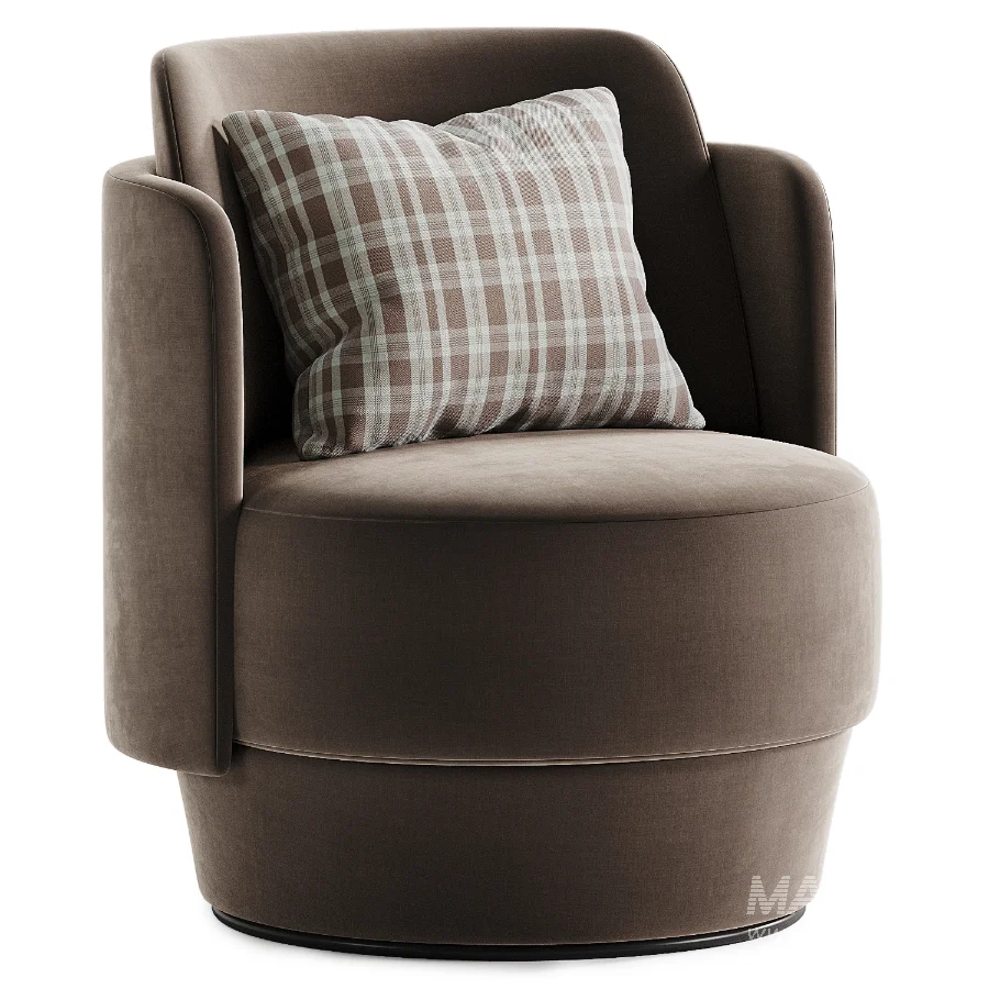Baltimore beige ribbed velour swivel chair - Image 3