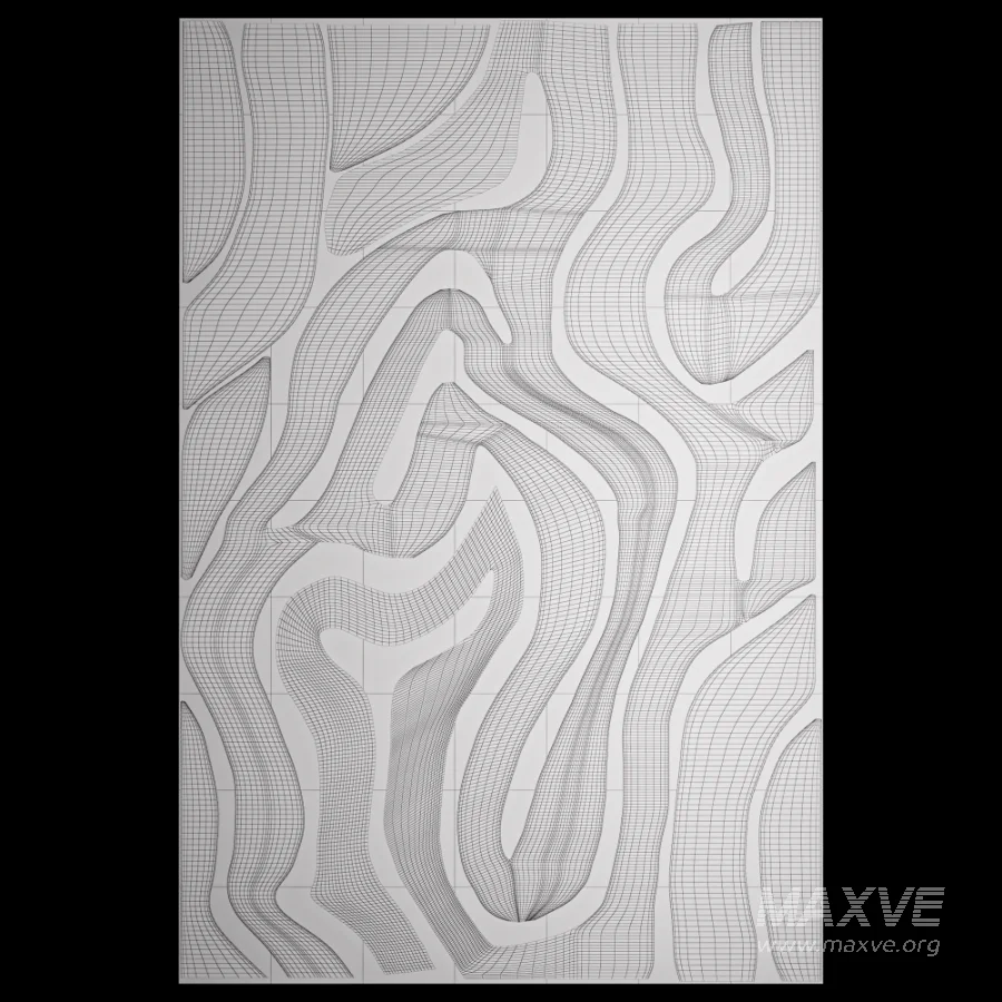 Modern Abstract Wool Wave Rug 033 - Image 6