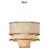 Bruna Walnut Wood and Linen Pendant Light - Thumbnail 2