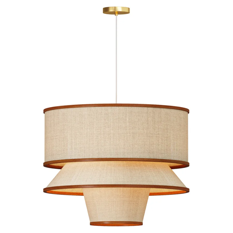 Bruna Walnut Wood and Linen Pendant Light - Image 2