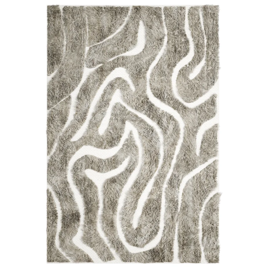 Modern Abstract Wool Wave Rug 033 - Image 3