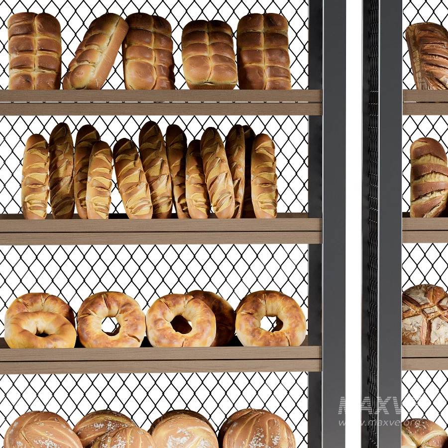 Display rack with bread 3D model Maxve