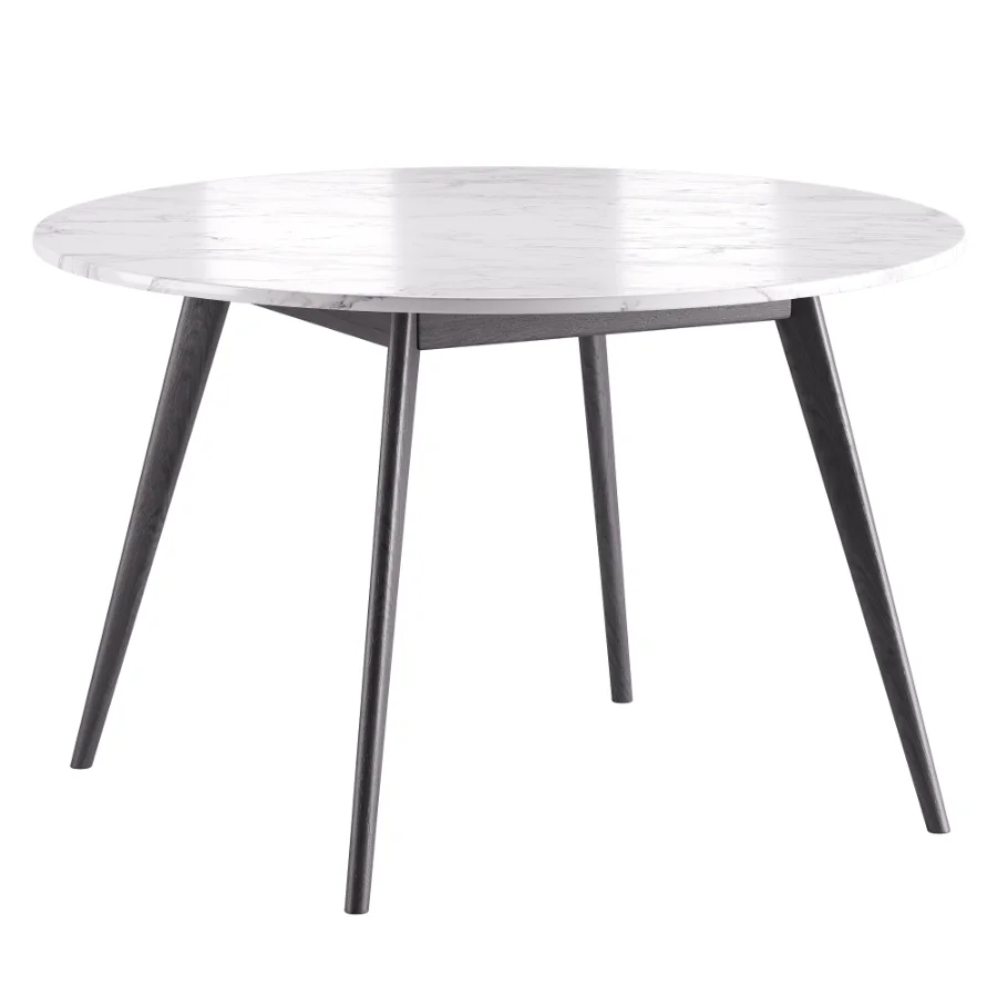 Lando Leather Dining Chair and Oia White Marble Dining Table - Image 1