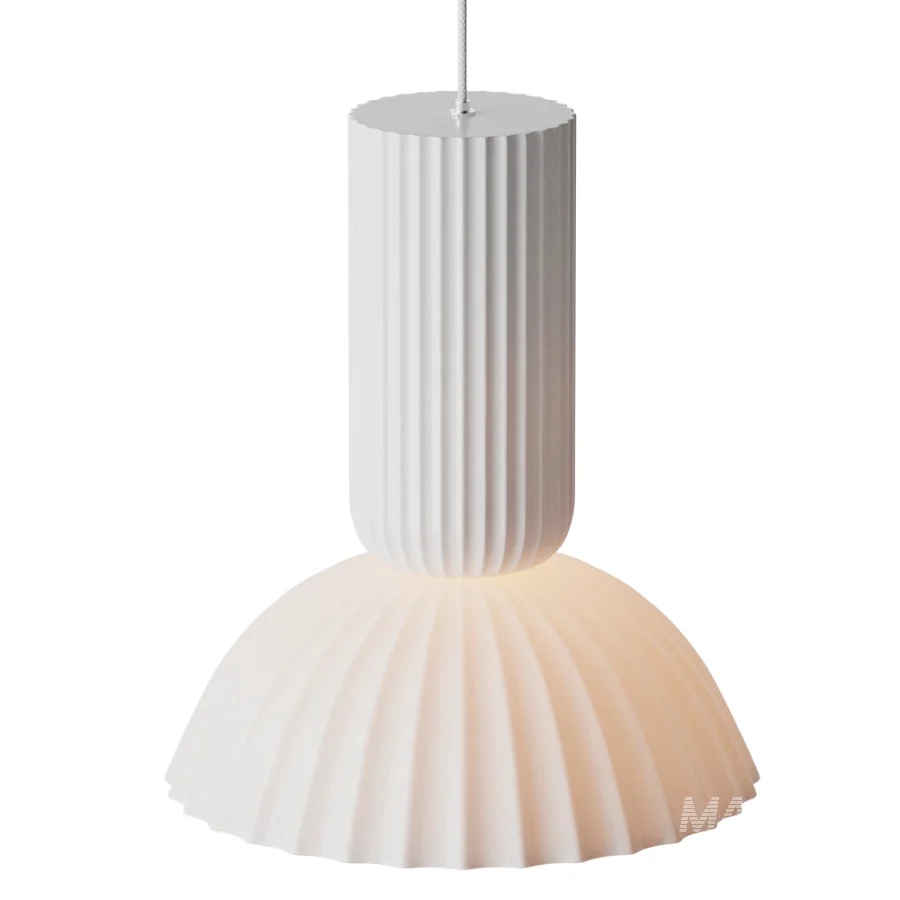 Jeanne Fluted White Porcelain Dome Pendant Light - Image 6