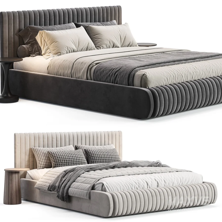 Isley Fabric Stripe Pattern Bed - Image 3