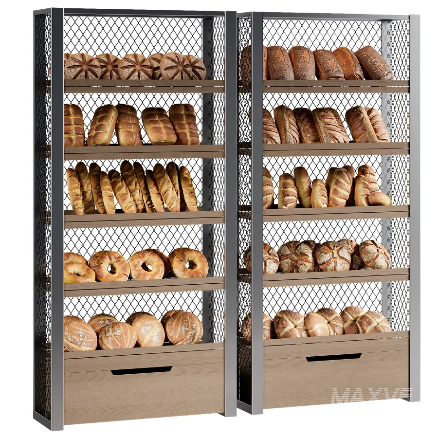Display rack with bread 3D model Maxve