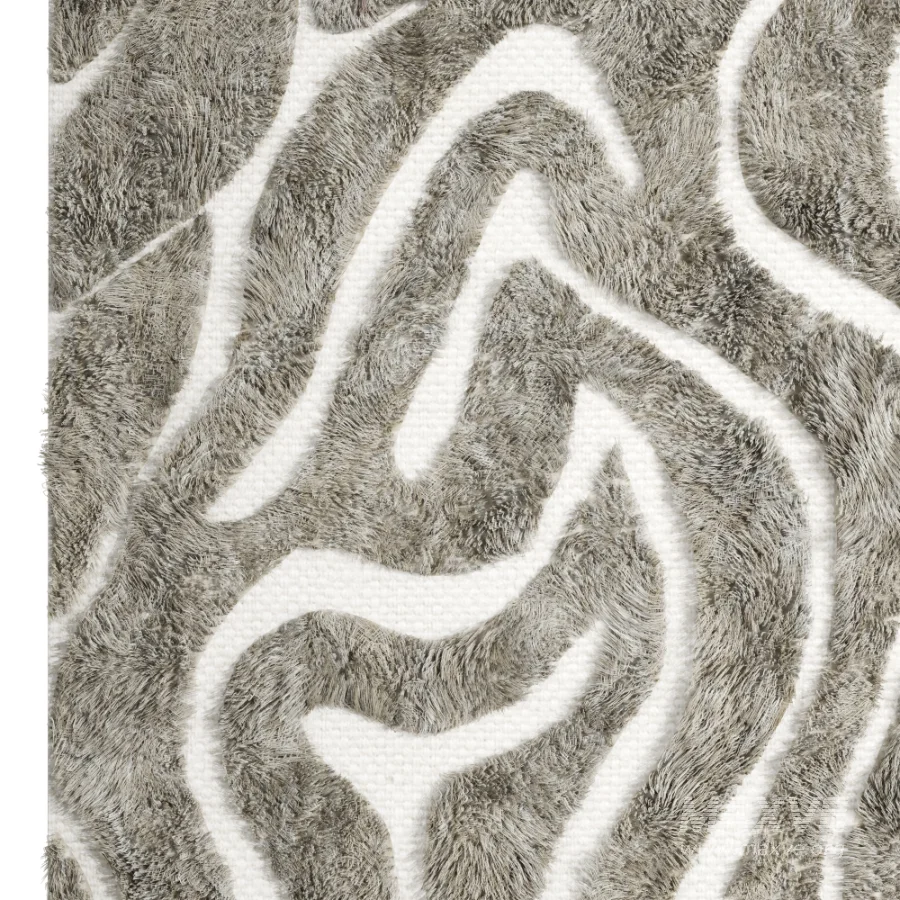 Modern Abstract Wool Wave Rug 033 - Image 5