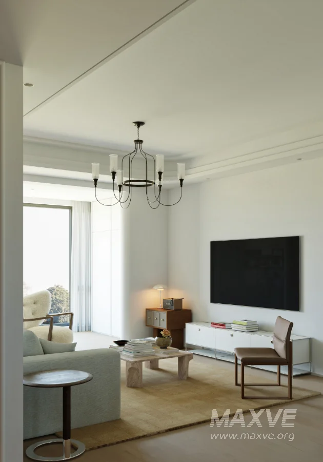 Modern living room and dining room office room interior scene - Image 7