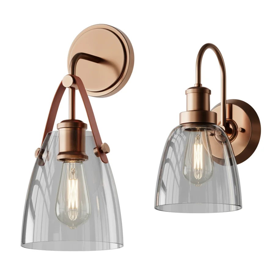 Glass and Leather And Versatile Bath Sconce - Image 1