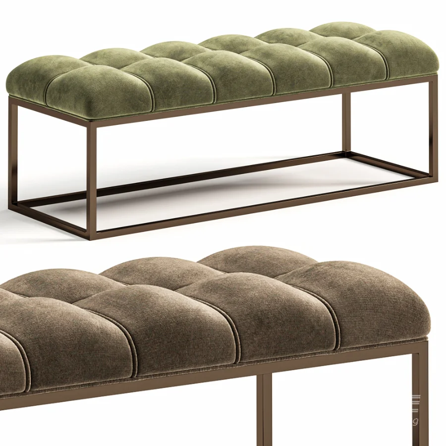 Edie Biscuit Tufted Bench In Brass - Image 6