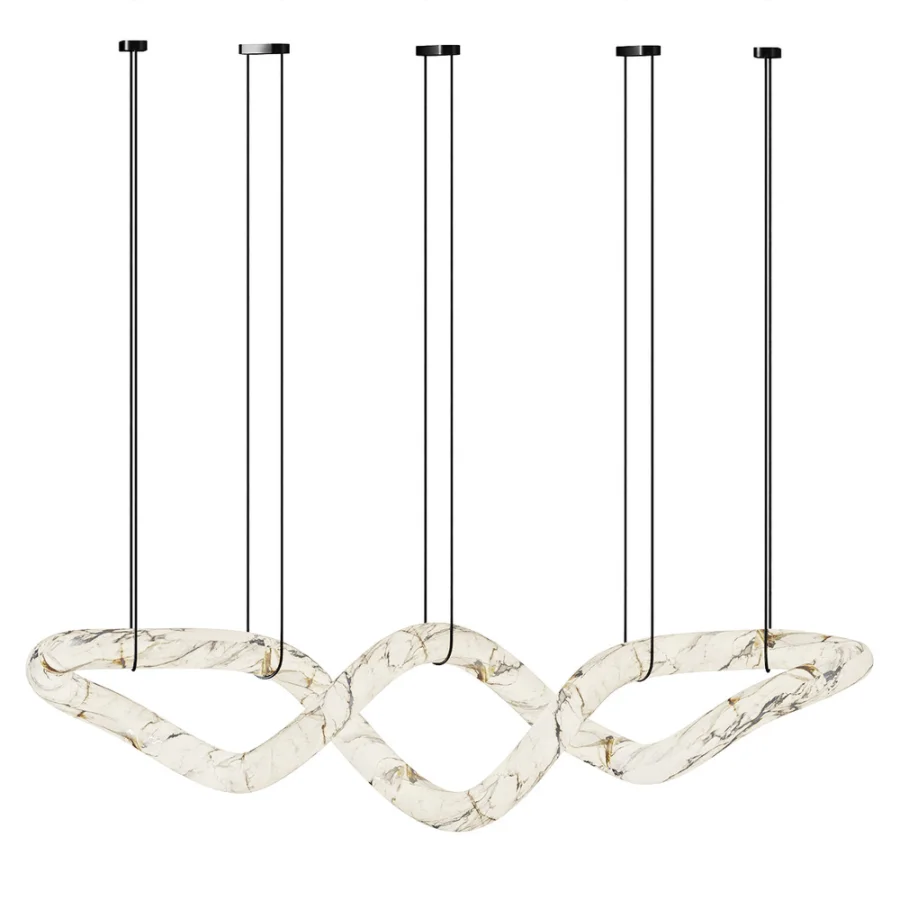 Designer Symmetrical Alabaster Pendant Chandelier - Image 3