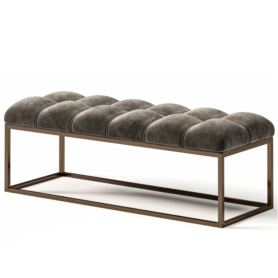 Edie Biscuit Tufted Bench In Brass - Image 5