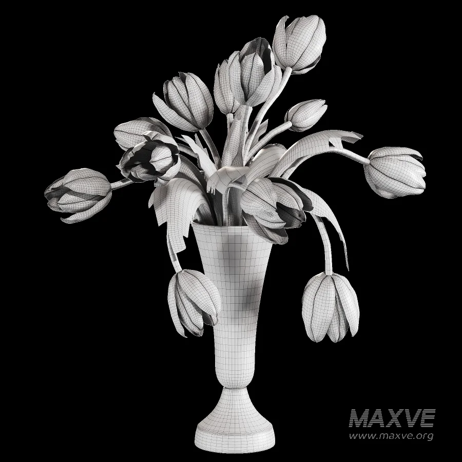Ivory Tulips in Brass Vase - Image 5