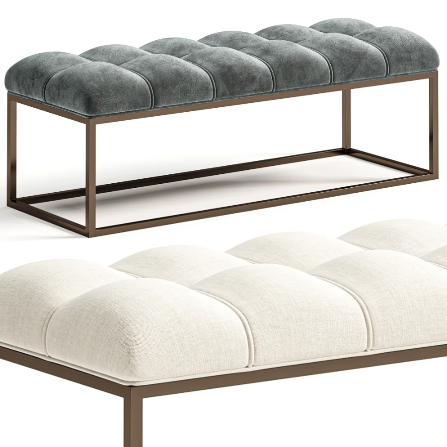 Edie Biscuit Tufted Bench In Brass - Image 7