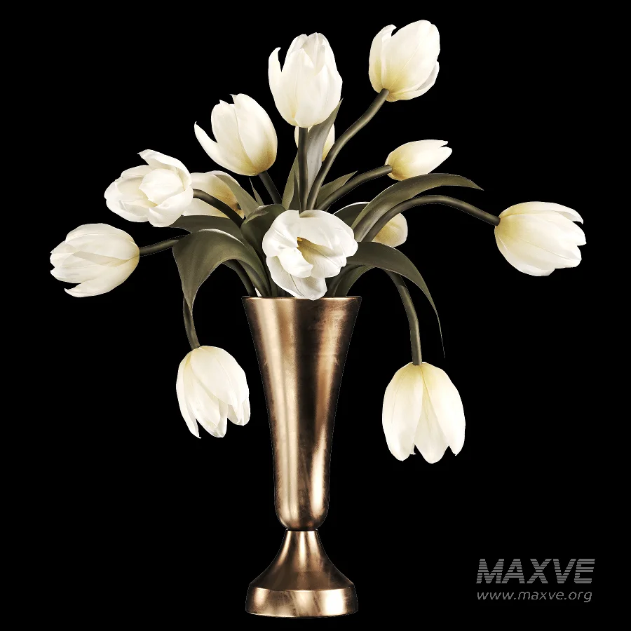 Ivory Tulips in Brass Vase - Image 4