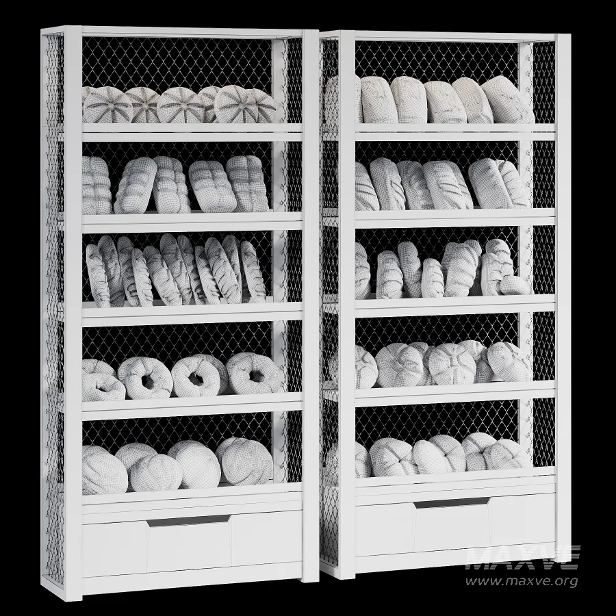 Display rack with bread 3D model Maxve
