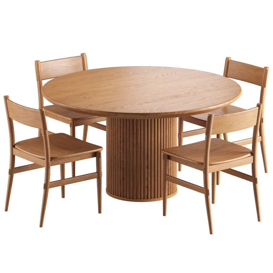 Merritt Oak Dining Chair and Davison Round Dining Table - Image 1