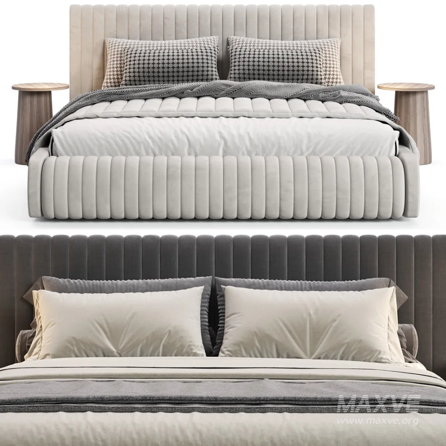 Isley Fabric Stripe Pattern Bed - Image 1