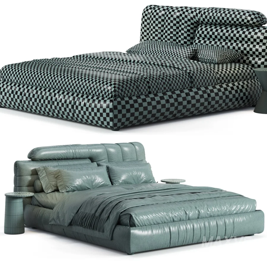 Estonia Suede Fabric Modern Upholstered Headboard Bed - Image 5