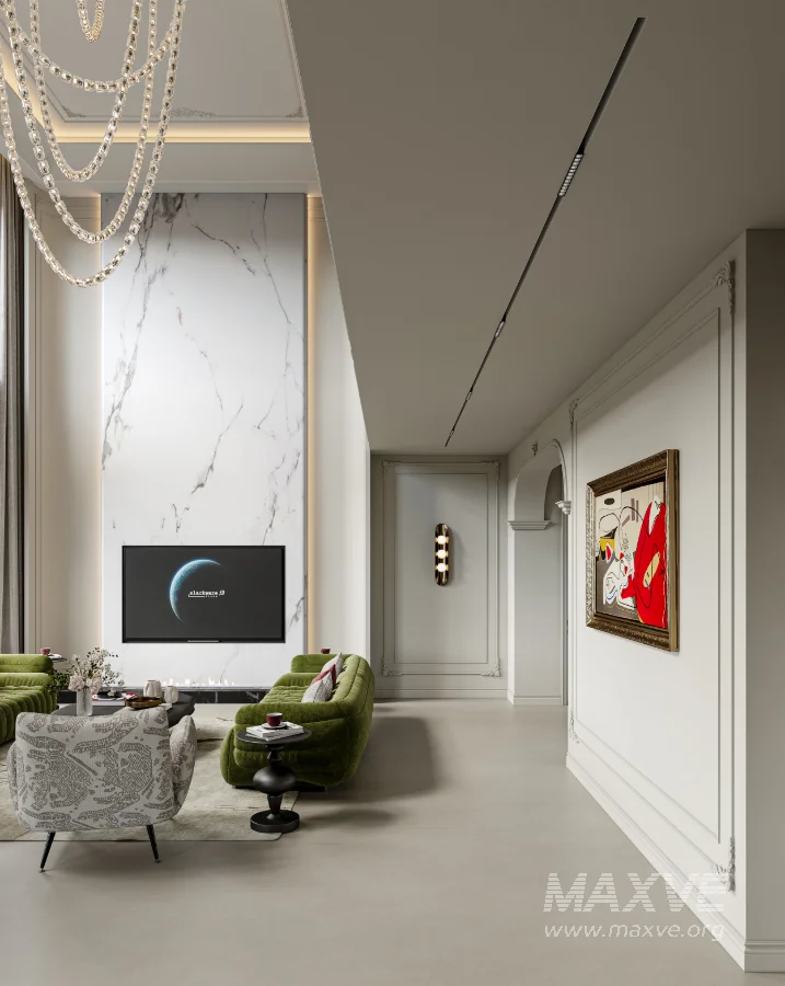 Luxury villa living room and dining room interior - Image 2