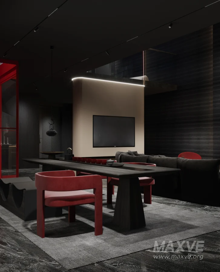 Modern villa living room and dining room interior - Image 7