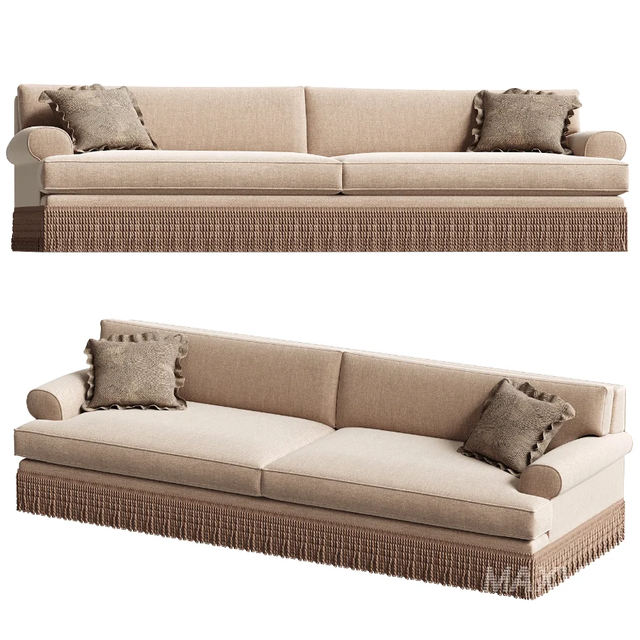 Beige Fringed Sofa Madison - Image 4