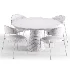 Damato Sand Velvet Dining Chair and Taza Round Marble Dining Table - Thumbnail 7