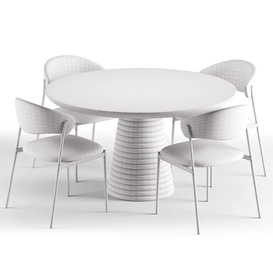 Damato Sand Velvet Dining Chair and Taza Round Marble Dining Table - Image 7