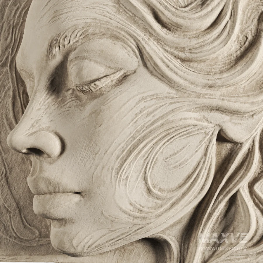 Artistic Female Portrait Relief Wall Art - Image 6