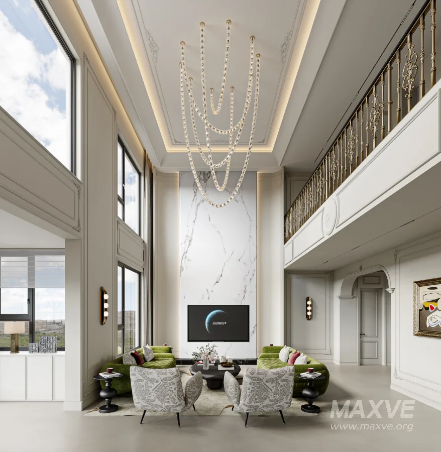Luxury villa living room and dining room interior - Image 7