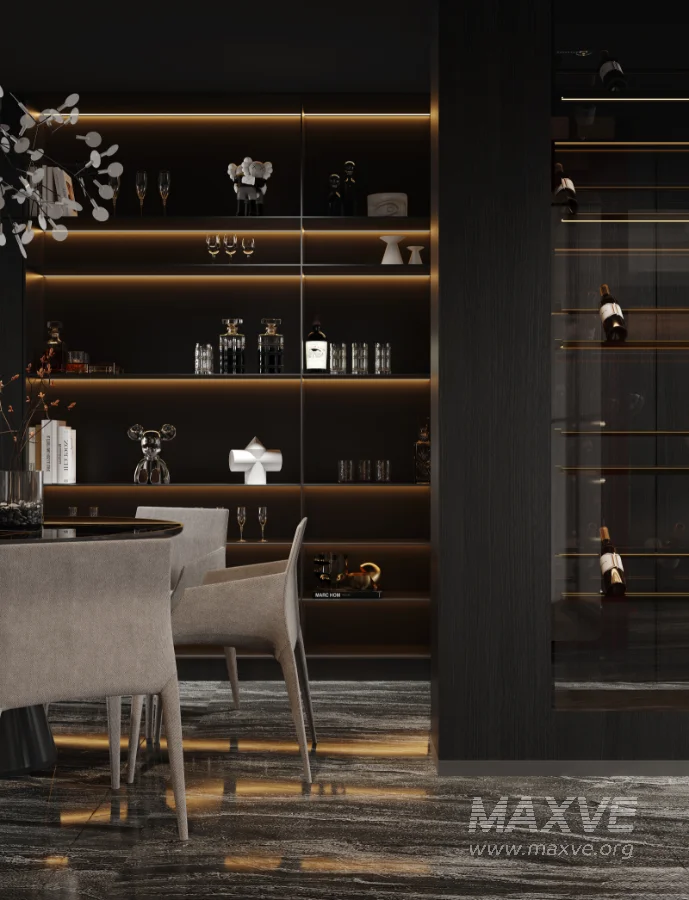 Modern living room and dining room interior scene - Image 8