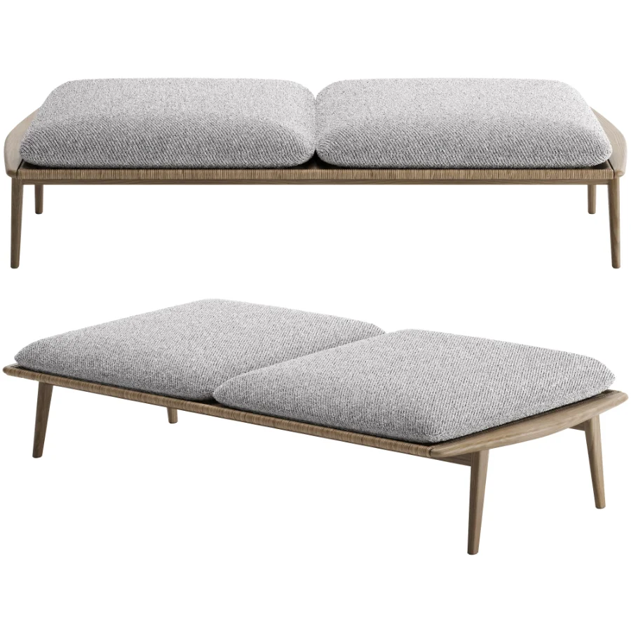 Fynn Outdoor Bench with 2 Cushions - Image 2