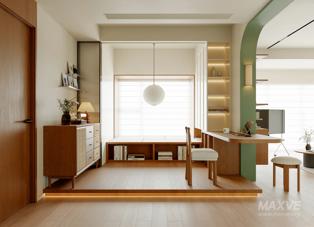 Modern living room and dining room bedroom interior scene - Image 2