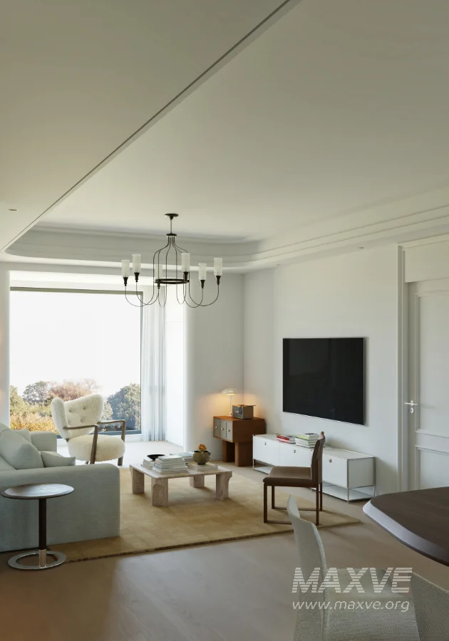 Modern living room and dining room office room interior scene - Image 8