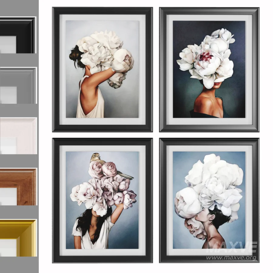 D145 27 Art Frames Flower Head And Feather Head - Image 8