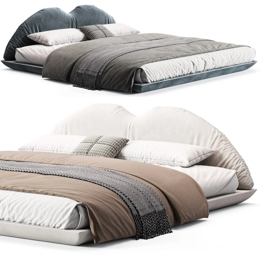 Eady Brown Technical Fabric Modern Floating Bed - Image 1