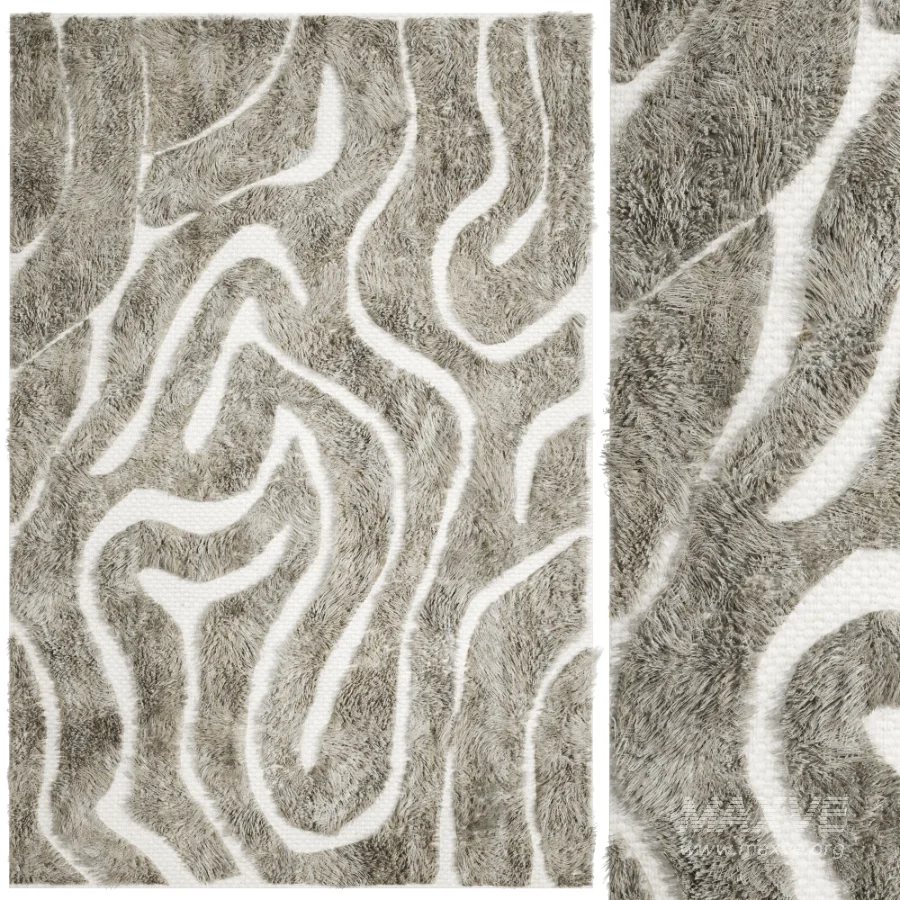 Modern Abstract Wool Wave Rug 033 - Image 1