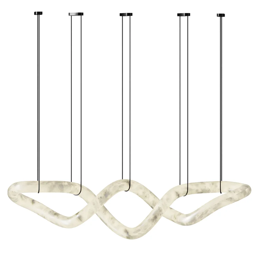 Designer Symmetrical Alabaster Pendant Chandelier - Image 2