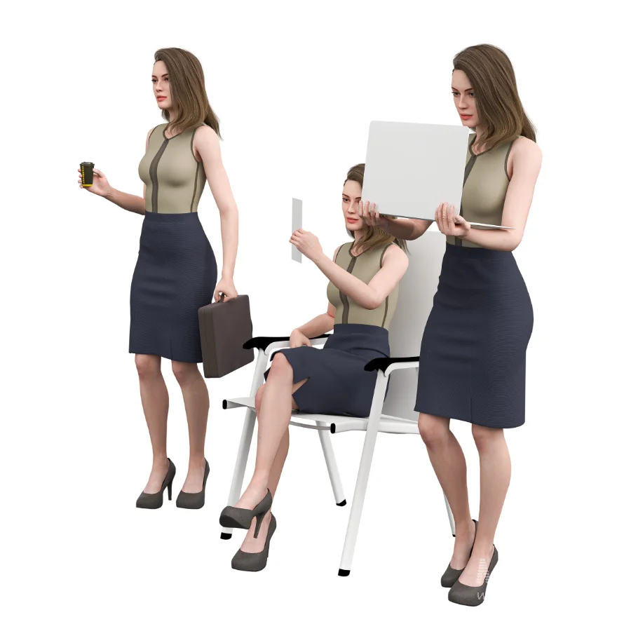 Woman Businessin 3 poses - Image 3