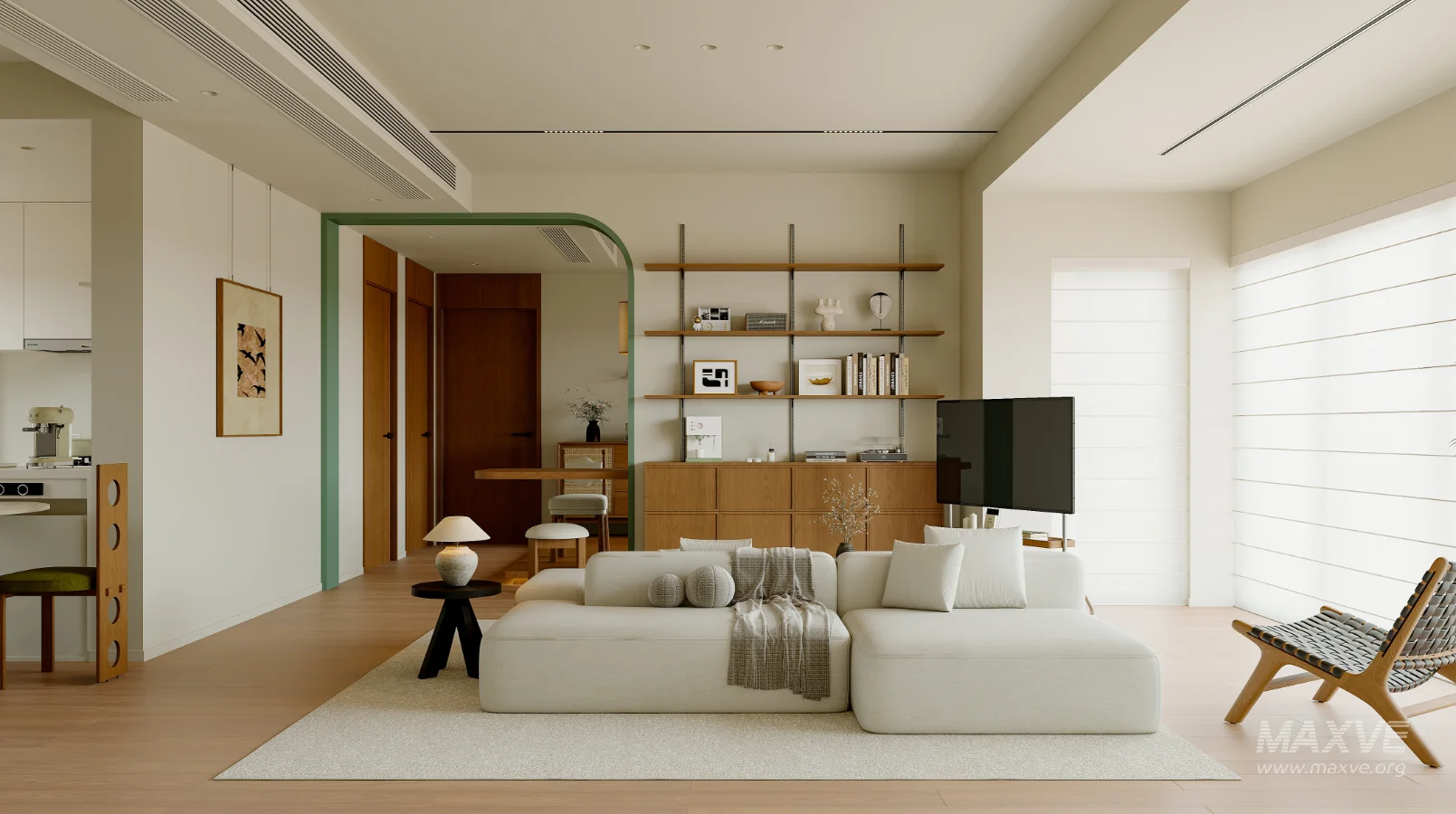 Modern living room and dining room bedroom interior scene - Image 3