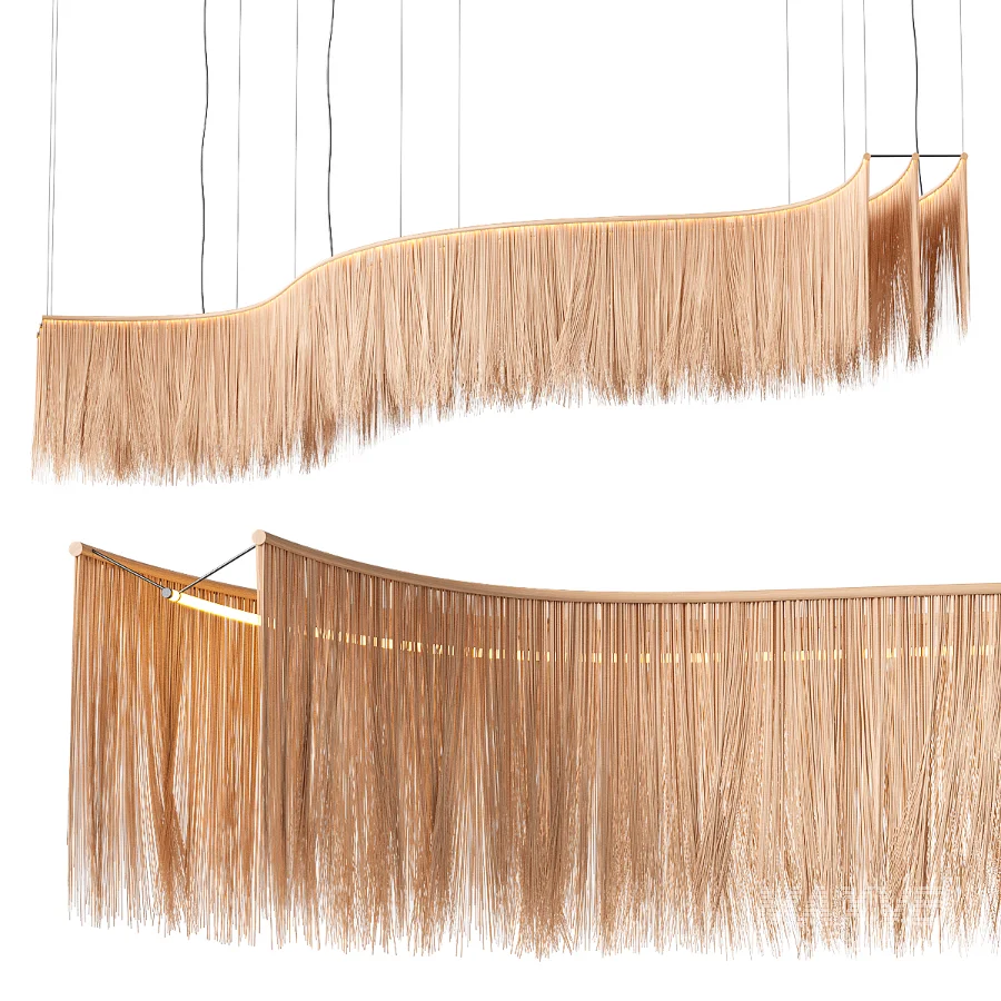 Japandi Style Wavy Rattan Pendant Light - Image 4