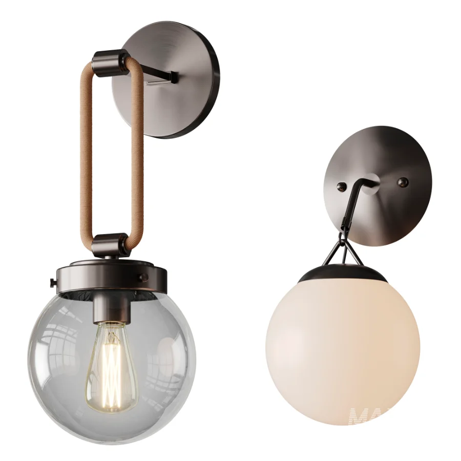 Hooked Globe And Coastal Cottage Rope Globe Sconce - Image 1