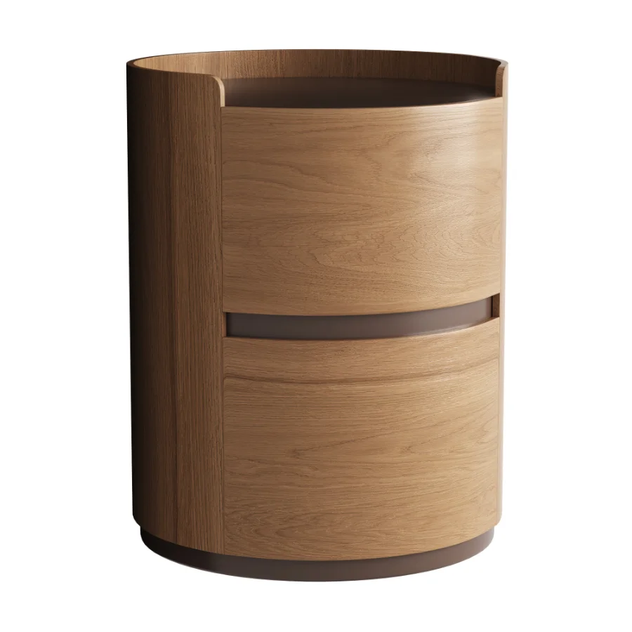 Litfad – Modern Faux Leather Round Nightstand - Image 1