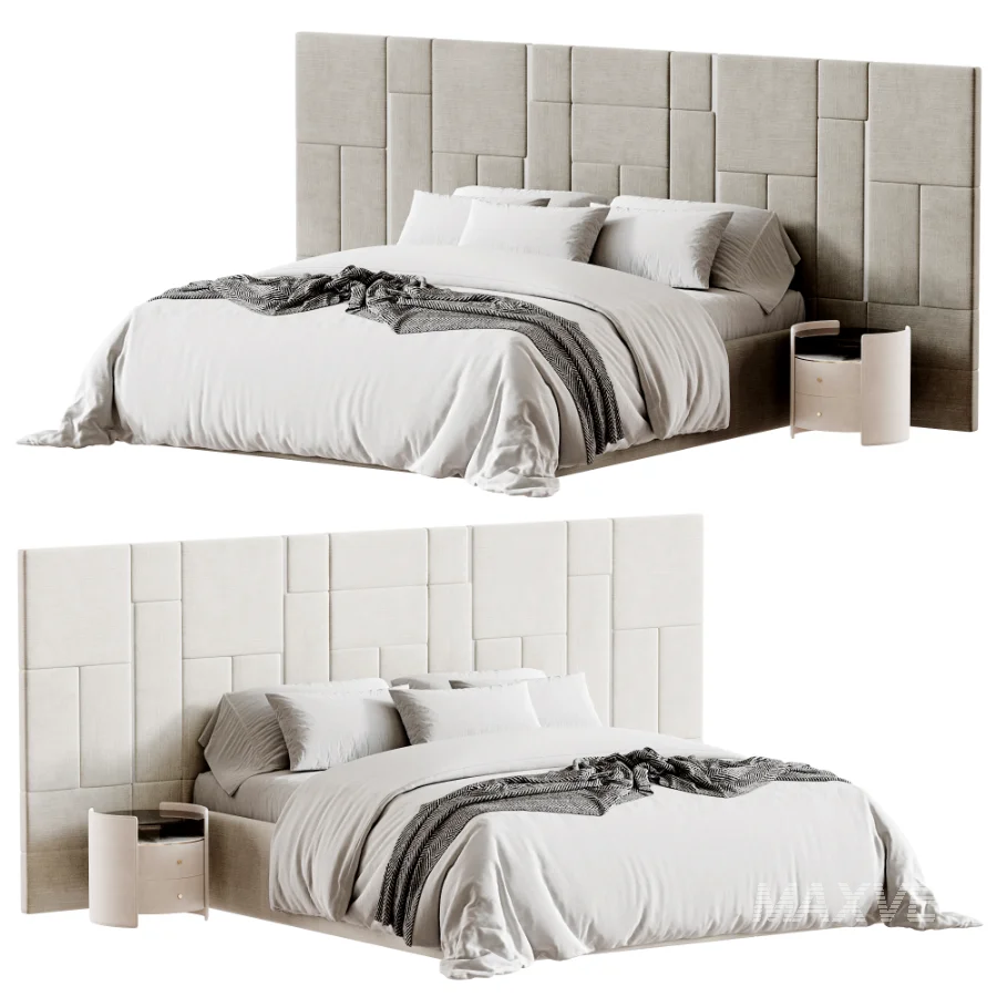 Riconta bed with a wide headboard - Image 1