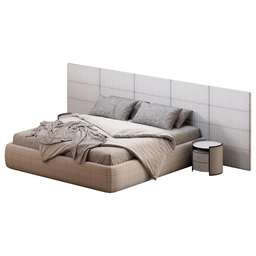 Rectangle bed with wide headboard - Image 6